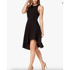 CALVIN KLEIN Classic Black Sequin Waist Belt Dress // 4